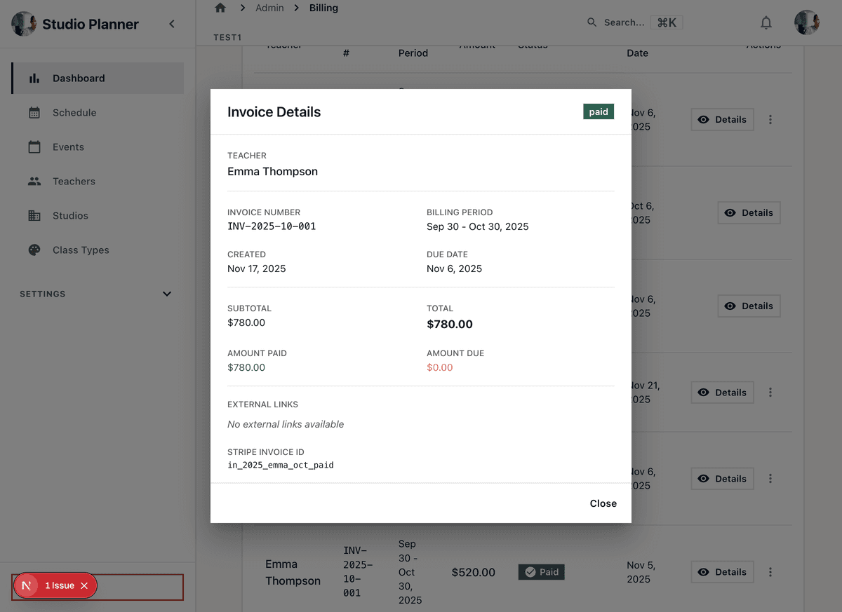 Automated billing invoice