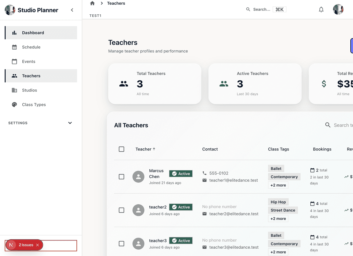 Teacher management portal